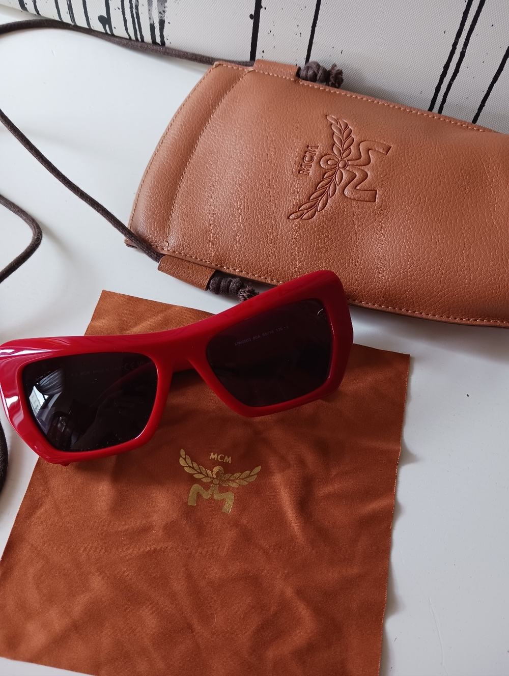 MCM Red Butterfly MW003 66A 55- 18- 135 Sunglasses With MCM case